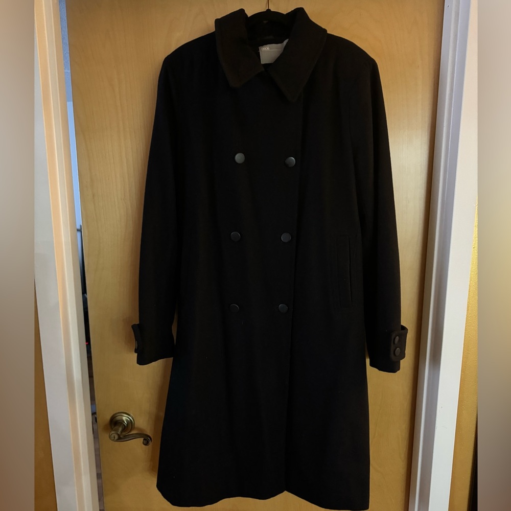 ASOS TALL Midi Coat In Wool - Black / US 14